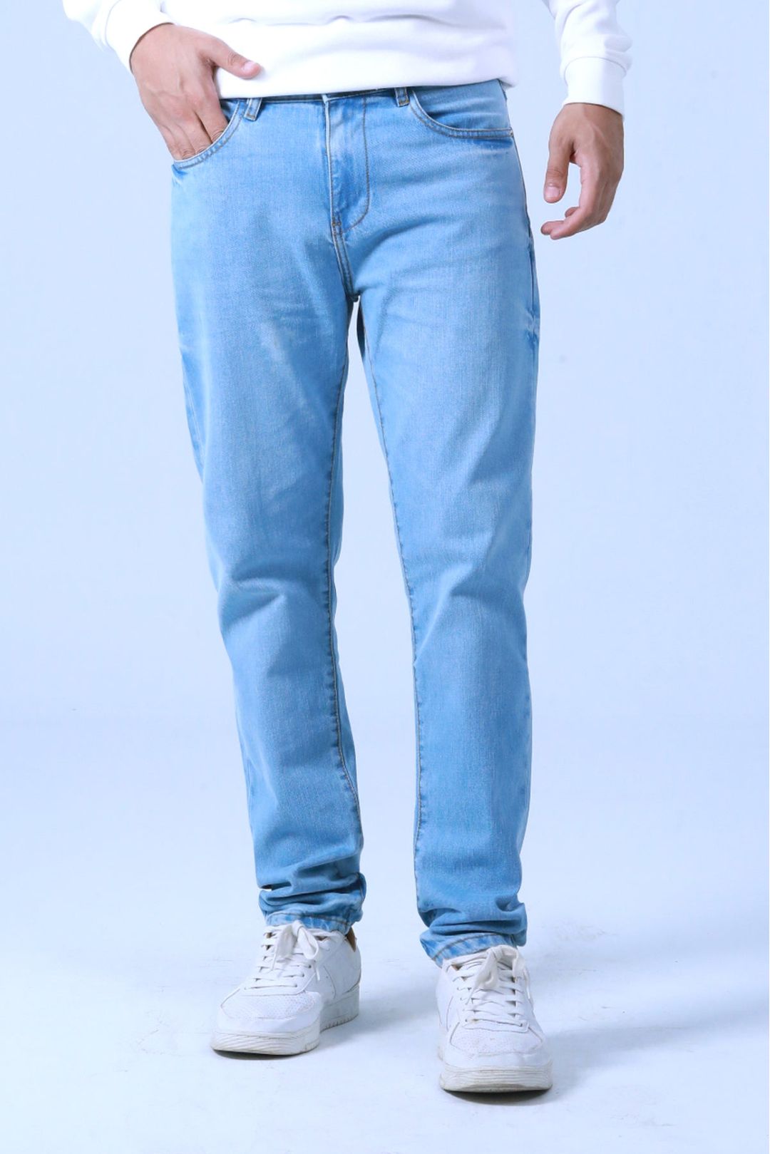 Ice Blue Slim Straight Fit Denim Jeans