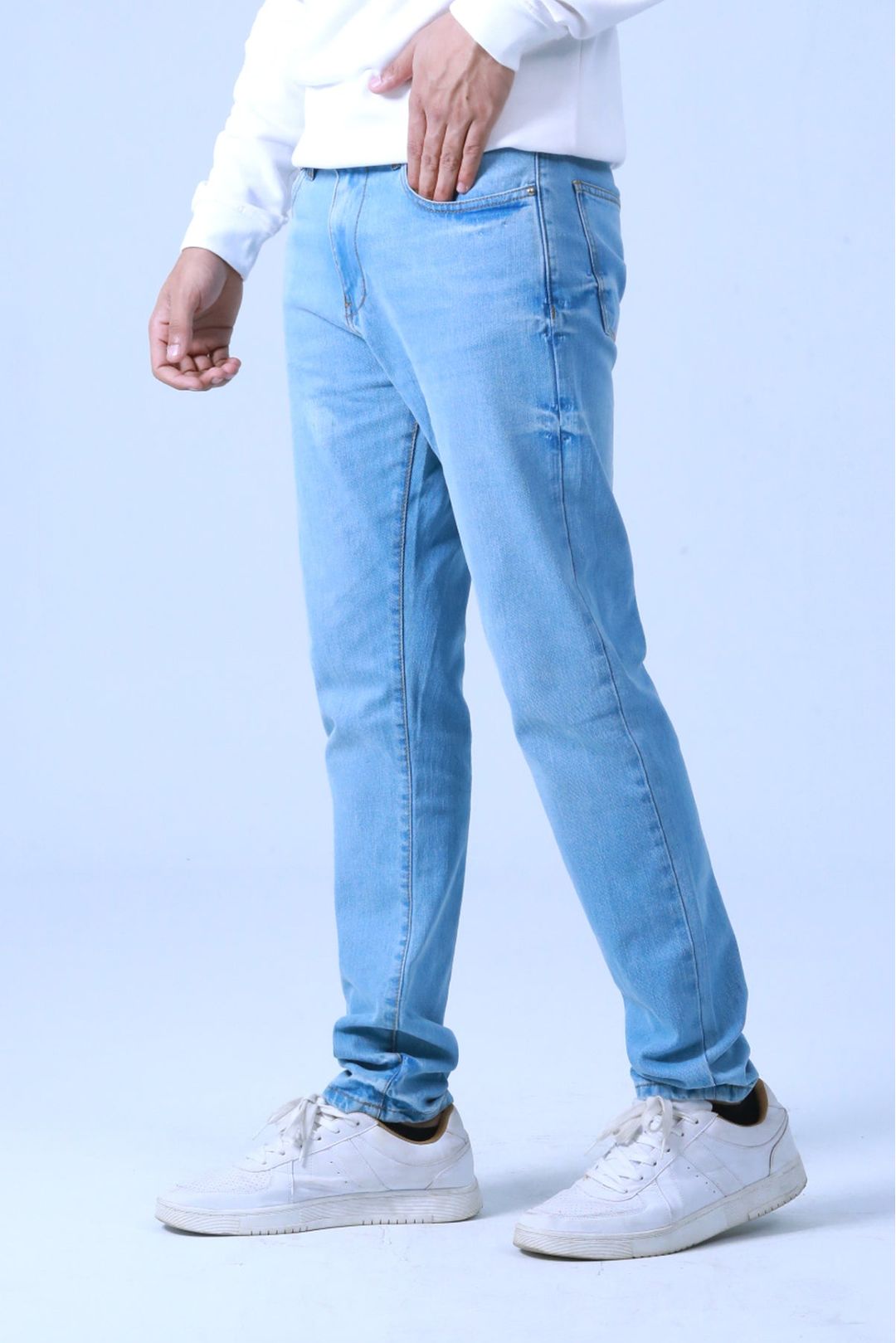 Ice Blue Slim Straight Fit Denim Jeans