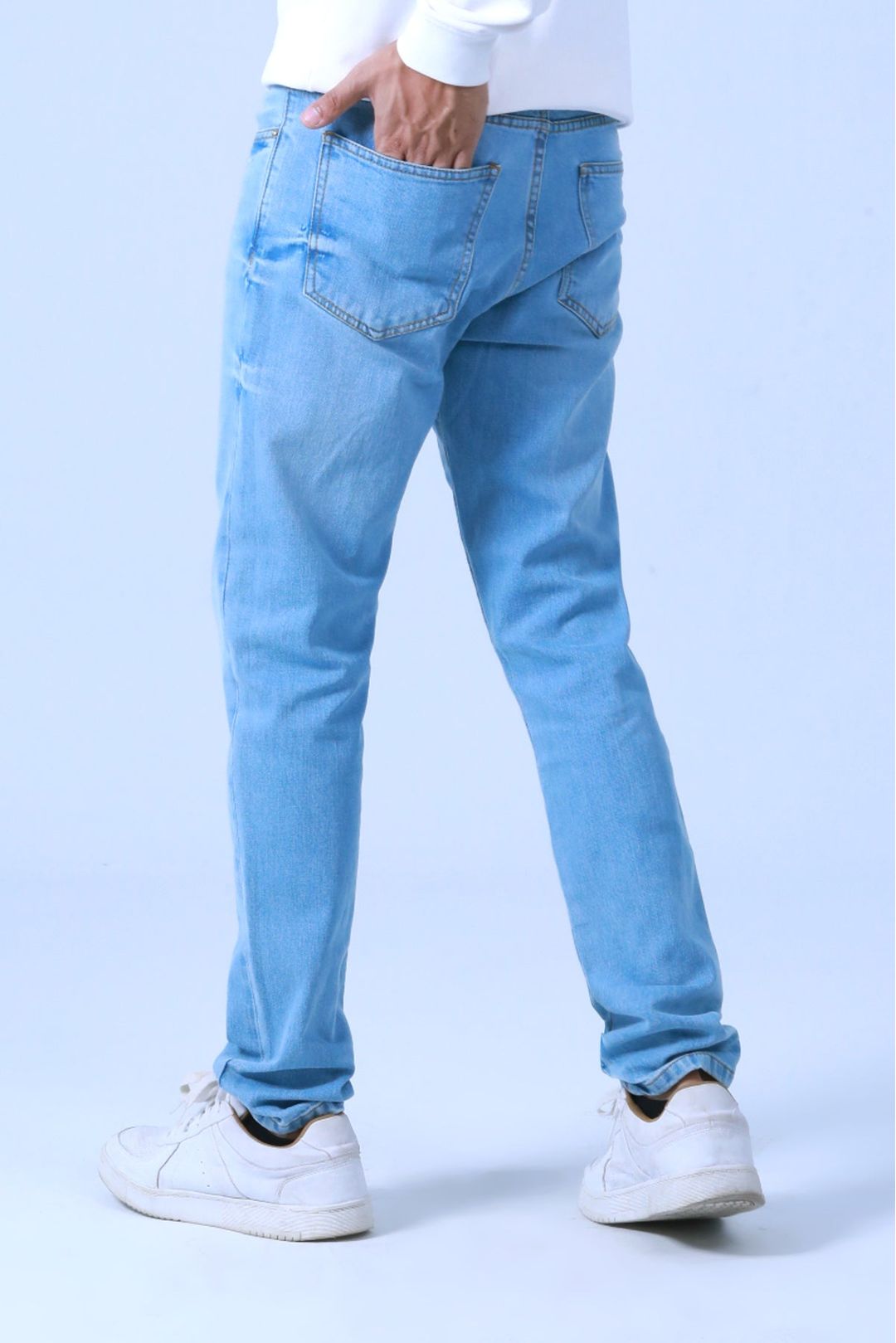 Ice Blue Slim Straight Fit Denim Jeans