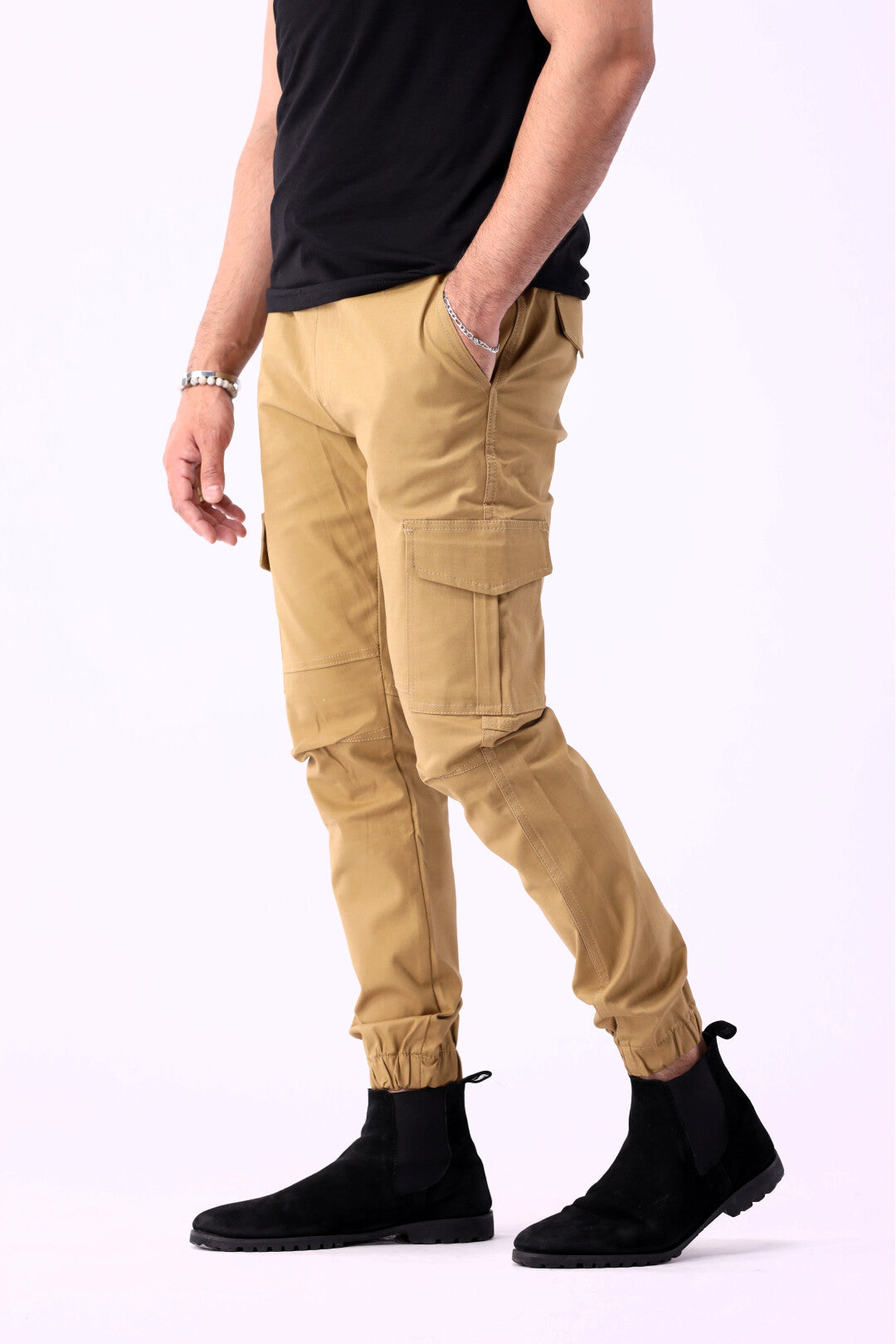 Cargo Six Pocket Trousers for Men, Beige 6 Pocket Cargo Pant