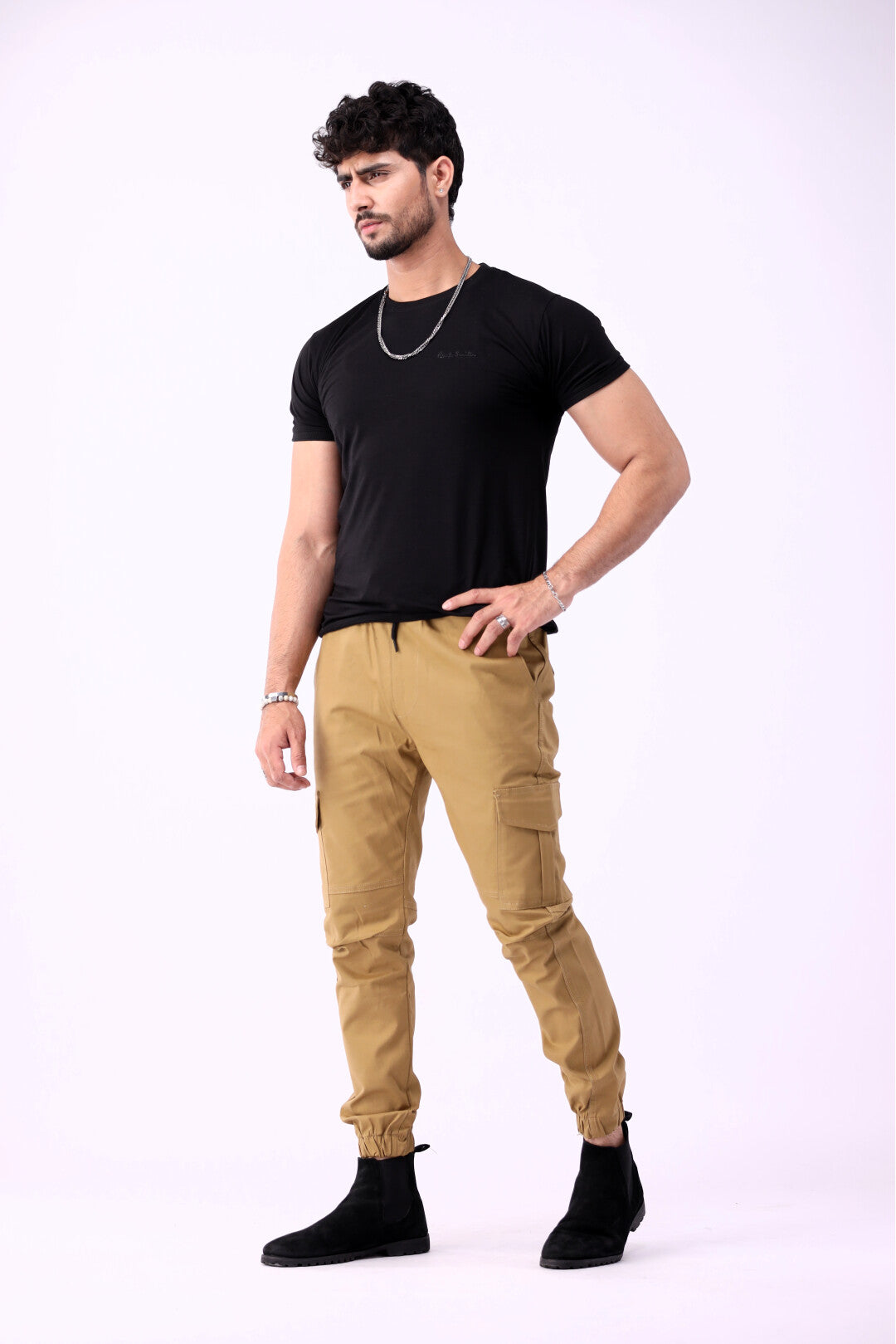 Cargo Six Pocket Trousers for Men, Beige 6 Pocket Cargo Pant