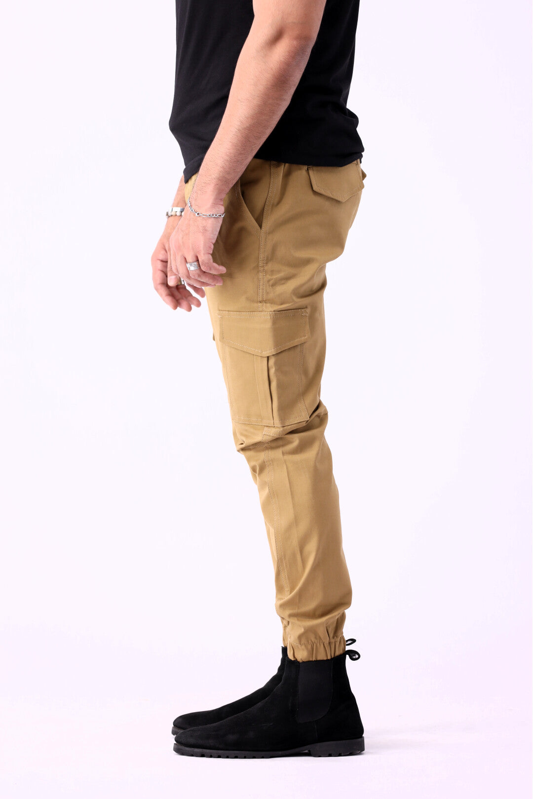 Cargo Six Pocket Trousers for Men, Beige 6 Pocket Cargo Pant