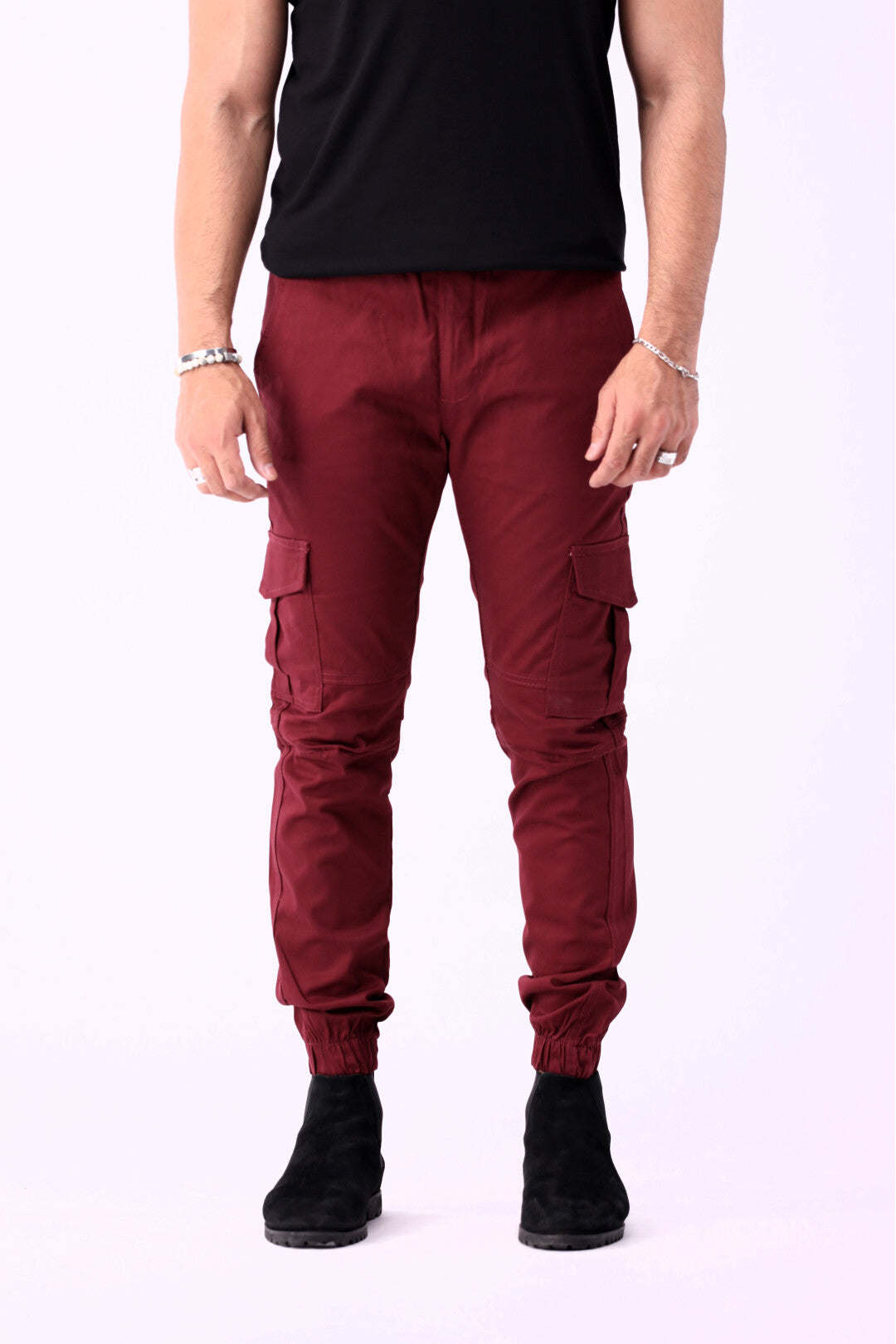 Cargo Six Pocket Trousers for Men, Maroon 6 Pocket Cargo Pant