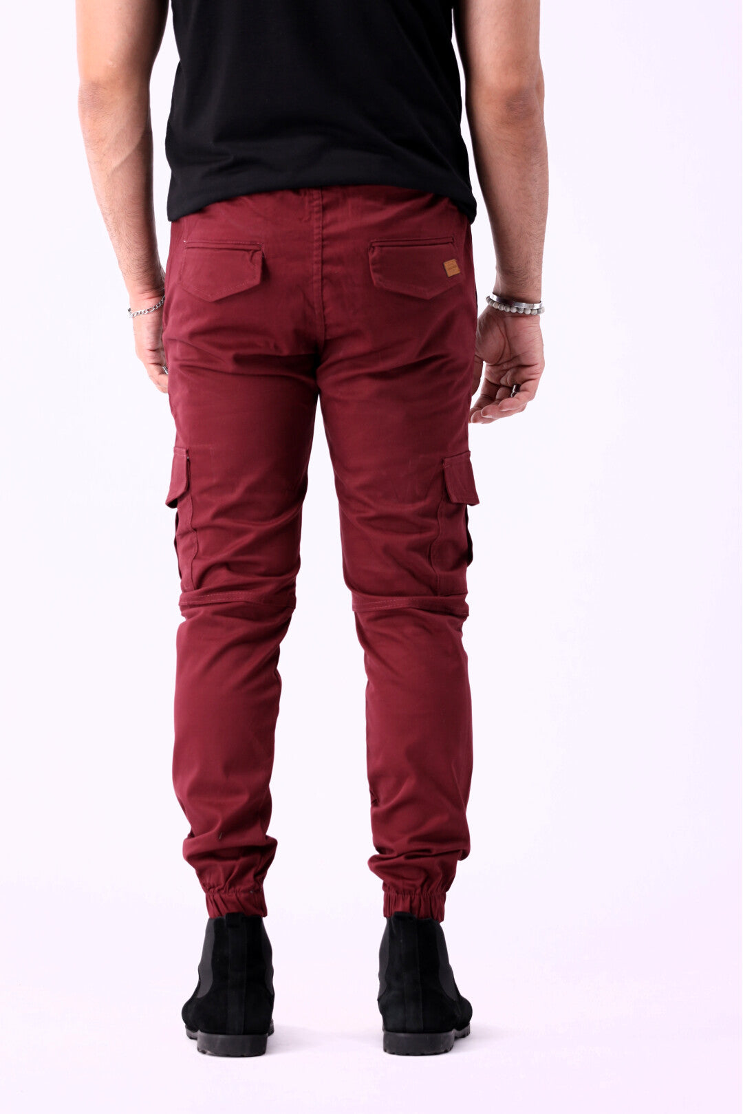 Cargo Six Pocket Trousers for Men, Maroon 6 Pocket Cargo Pant