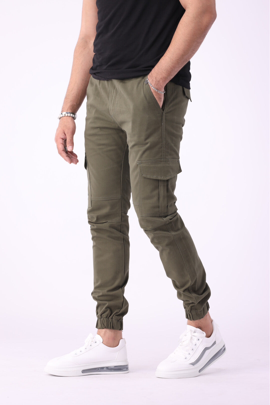 Cargo Six Pocket Trousers for Men, Army Green 6 Pocket Cargo Pant