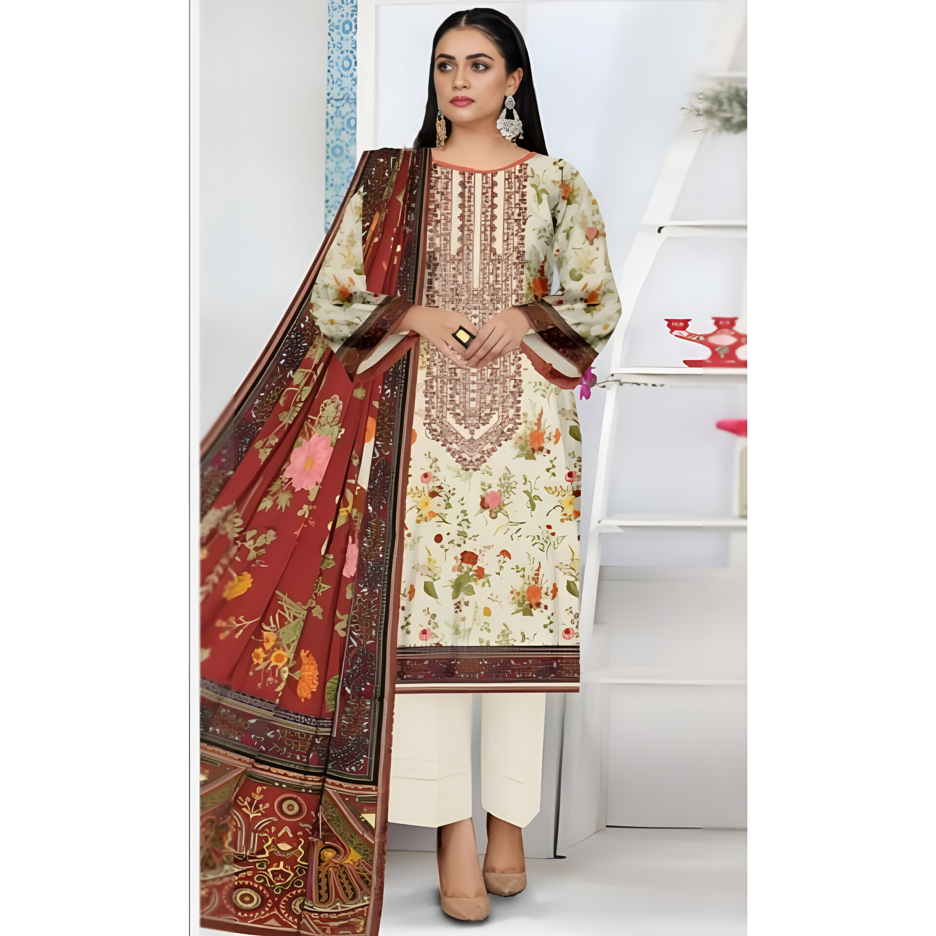 Zara Ali Linen Viscose Unstitched 3-Piece Suit – Luxurious & Versatile