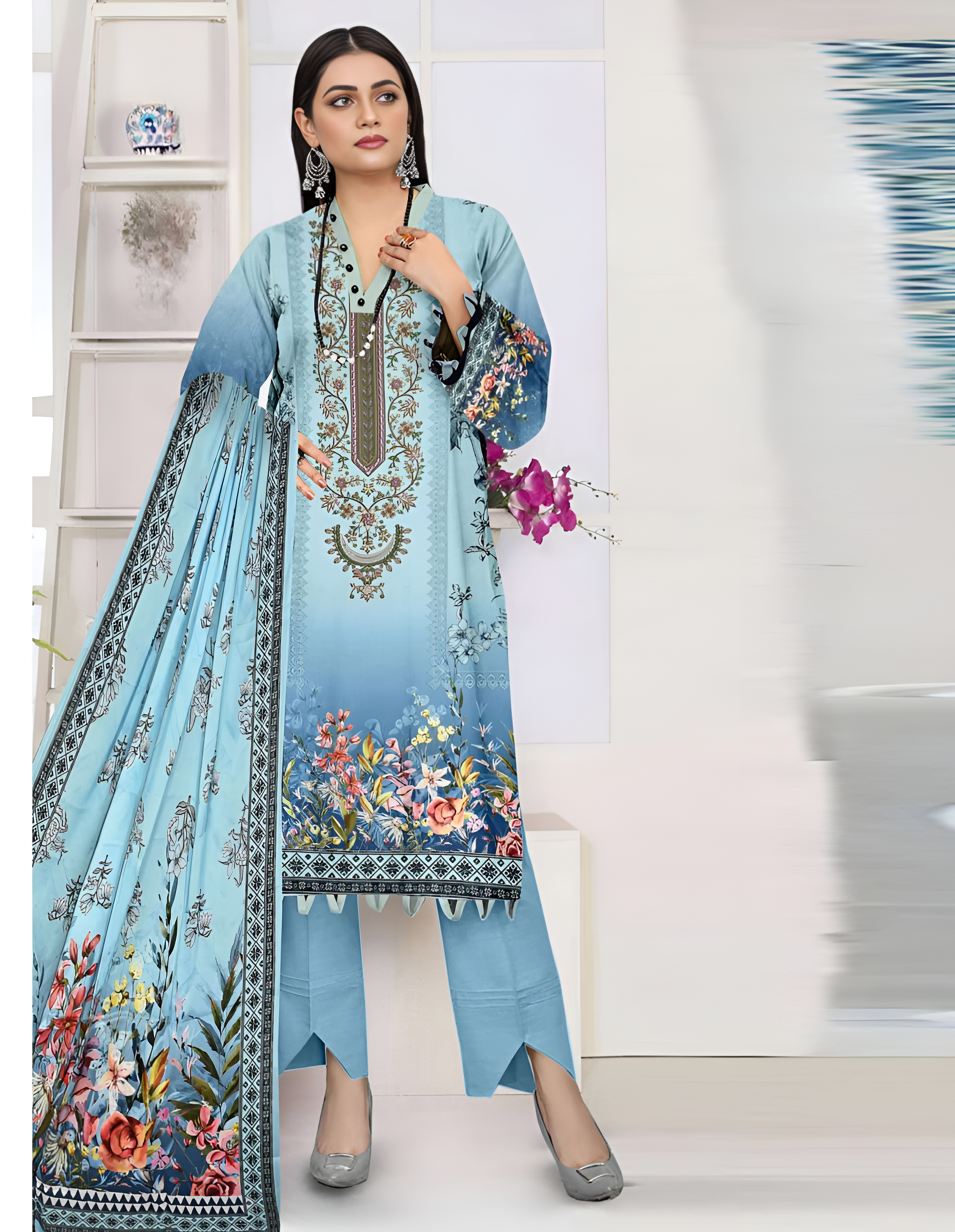 Zara Ali Linen Viscose Unstitched 3-Piece Suit – Luxurious & Versatile