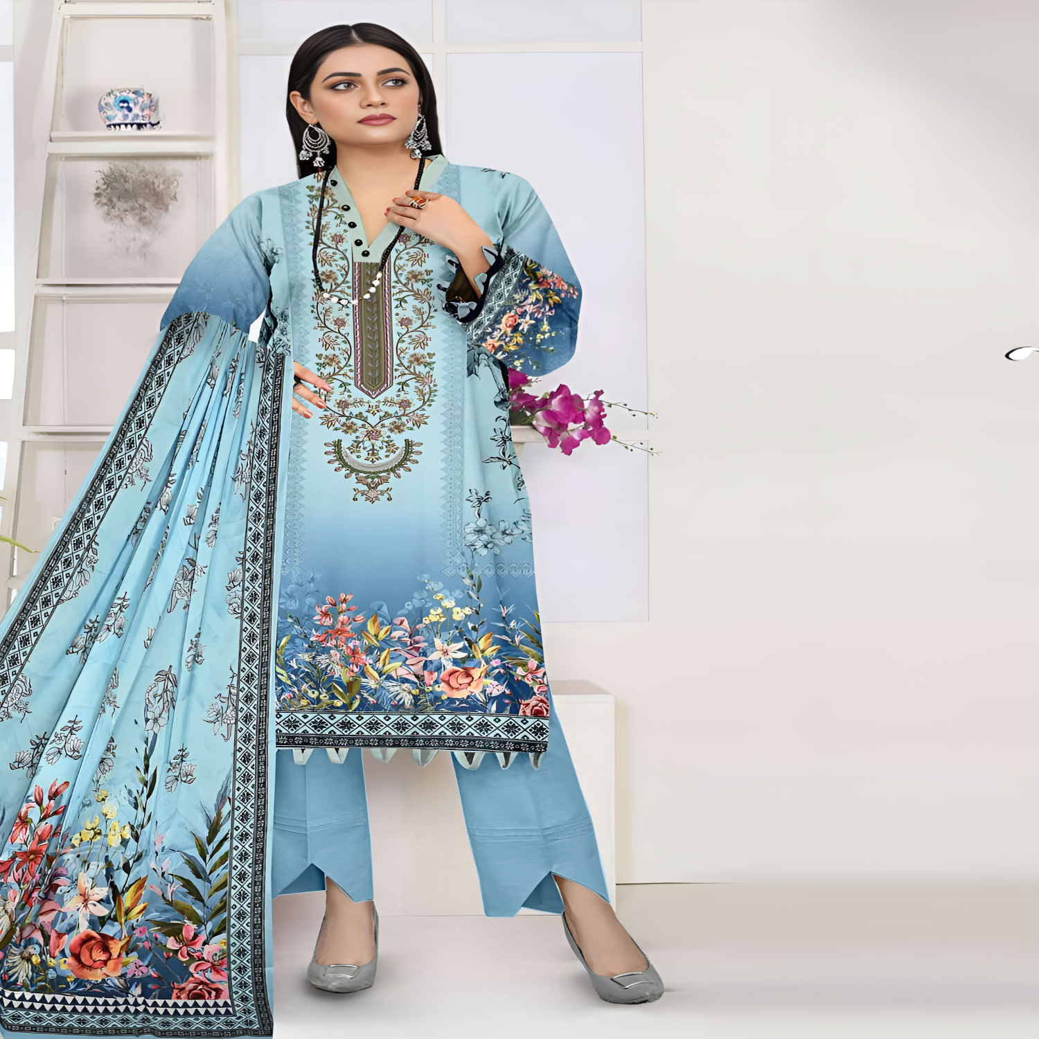 Zara Ali Linen Viscose Unstitched 3-Piece Suit – Luxurious & Versatile