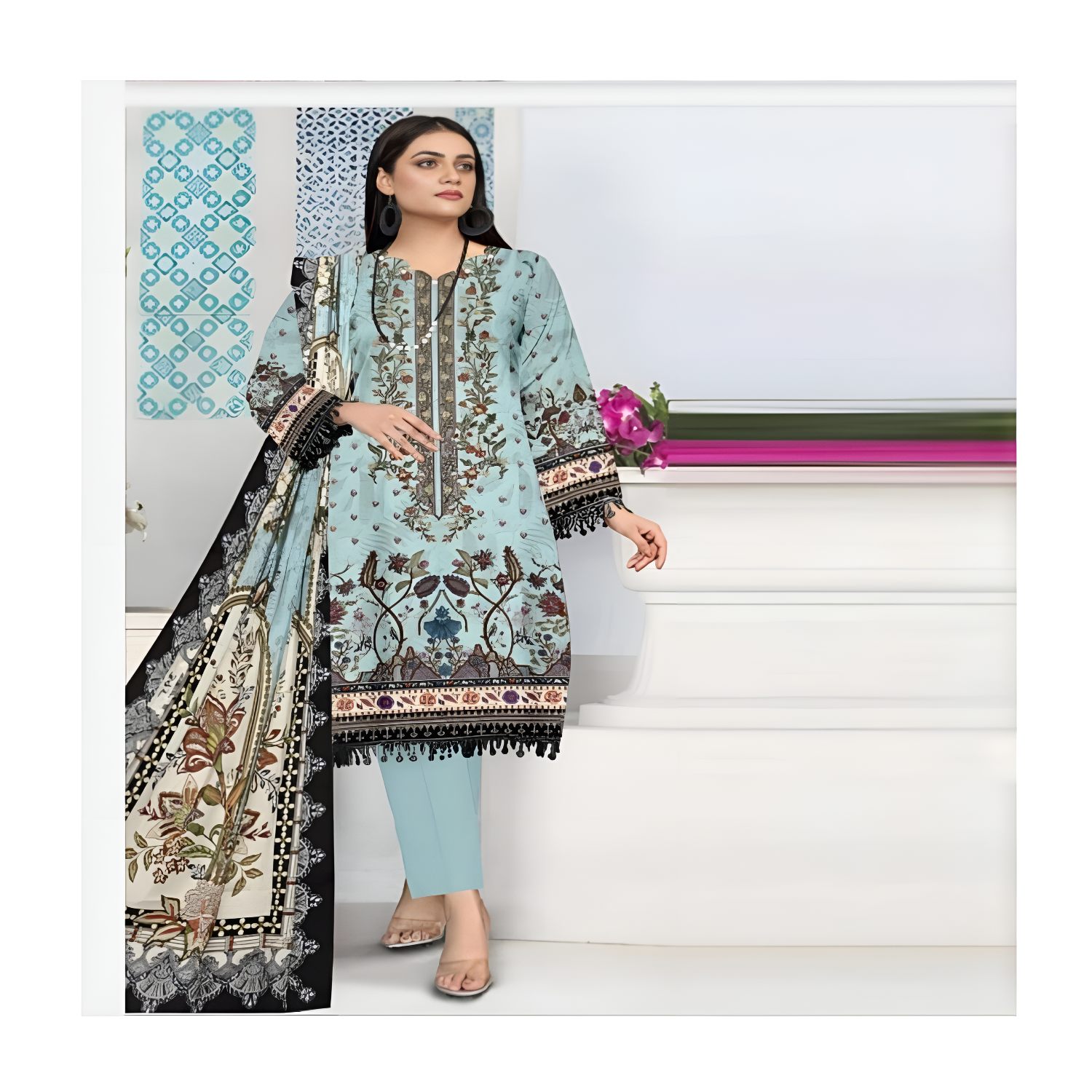 Zara Ali Linen Viscose Unstitched 3-Piece Suit – Luxurious & Versatile